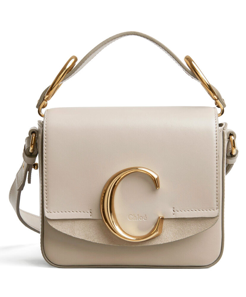 Chloe Mini C Bag Handbag Leather Cream